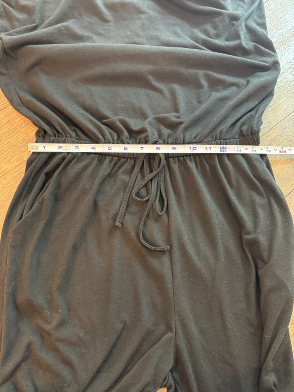 PrettyGarden Black Short Sleeve Jogger Jumpsuit Romper Large Drawstring Waist - Picture 10 of 10